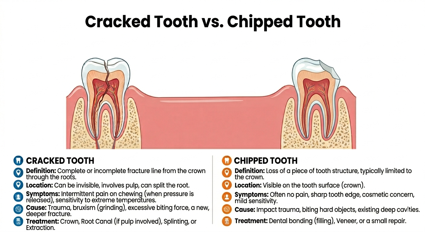 Cracked Tooth vs Chipped Tooth: What Treatment You Need? - The Dental ...